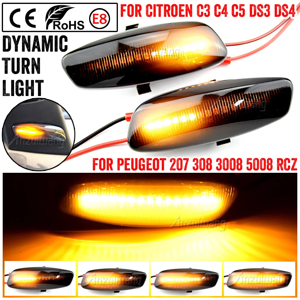 Dynamic Flashing Led Side Marker Turn Signal Light For Citroen C4 Picasso C3 C5 DS4 Peugeot 308 207 3008 5012 Indicator Lamp