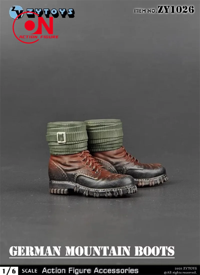 ZY1026 Escala 1/6 Soldado Masculino Segunda Guerra Alemão Botas de Combate de Montanha Modelo Para Boneca de Figuras de Ação de 12 ''