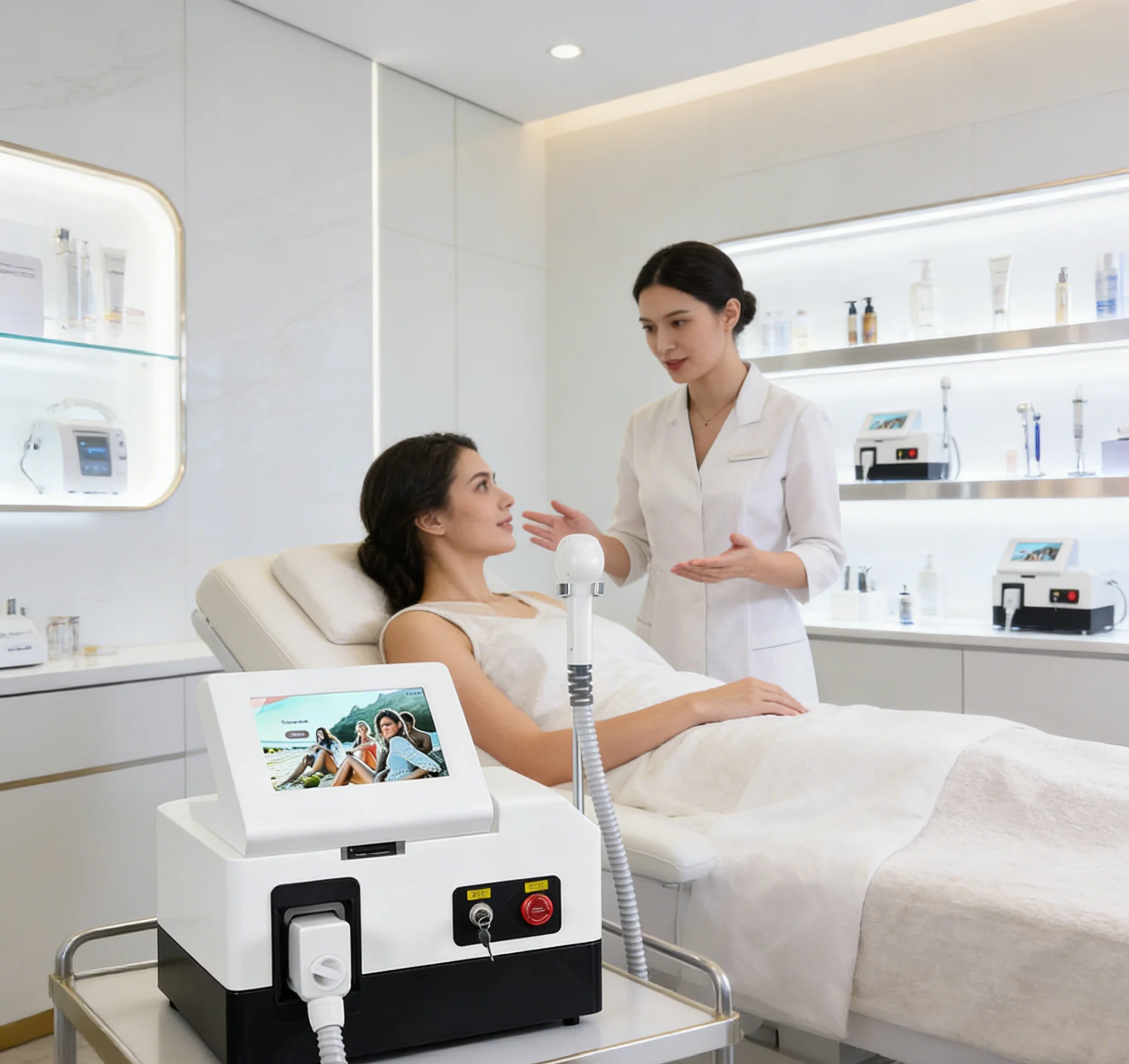 

NEW 808nm Diode Laser Hair Removal Water-cooled Freezing Point System Whole Body Grainer Permanent Skin Regeneration Smooth Skin