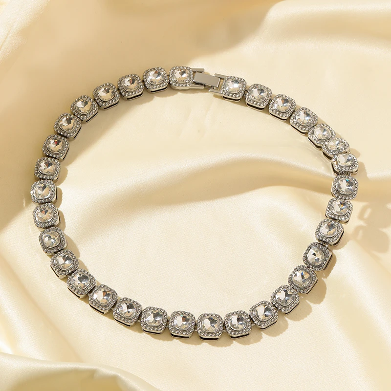 EILIECK Hochwertige Funkelnde Zirkon-Halskette, Dickere Metall-Kubanische Kette, Statement-Halskette, Hip-Hop-Punk-Schmuck, Geschenk – Detail 16