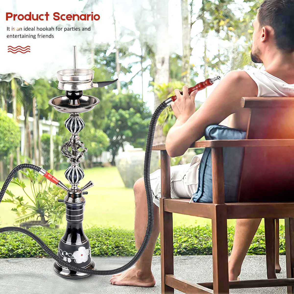 DEJAYA 2 Hoses Glass Hookah Narguile Completo Shisha Pipe Chicha Cachimba Pipa Sisha Brush Coal Holder Accessories Club Party