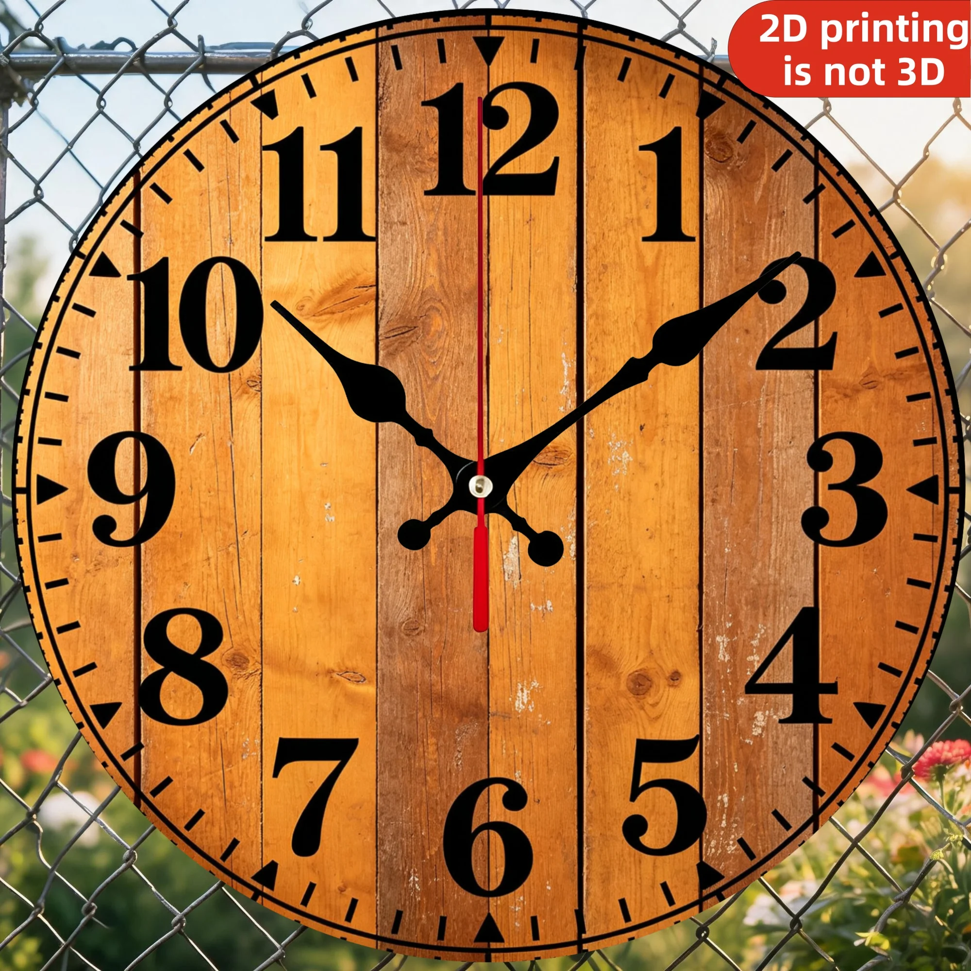 Vintage Wood Plank Wooden Wall Clock, Silent Non Ticking Quartz Movement, 10/12 Inch Round Wood Clock for Home Decor, Living Room Bedroom Wall Decoration