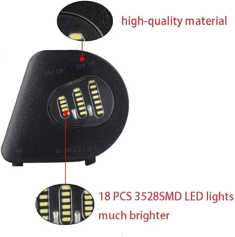 For Dodge Ram 1500 2500 3500 4500 5500 2Pcs Side Mirror Puddle Light  License Plate Lights With LED White Lights