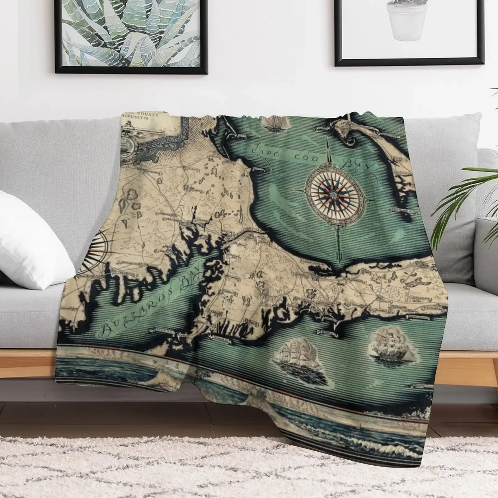 1931 Vintage Map. Cape Cod : Barnstable County Massachusetts Throw Blanket Foldable Soft Warm Blanket for Outdoor Use
