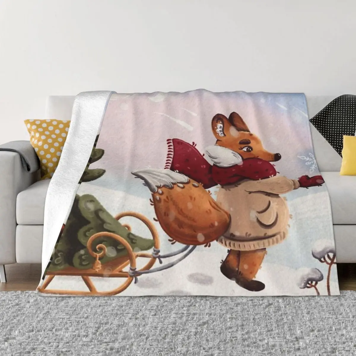 Little Fox 2 Plush Blankets Quilt For Bed Thin Wadding Blanket Throw Blanket