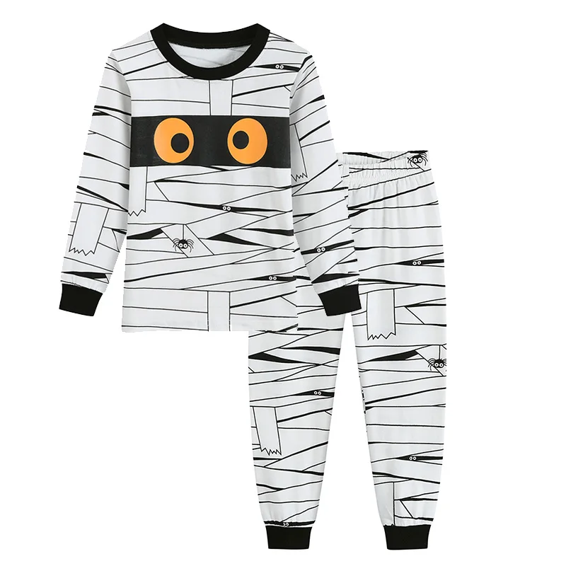 Little Hand Toddler Boys Halloween Sleepwear Funny Mummy Bandage Print Long Sleeve Top And Pants Casual Pajama Set for 2‑7T