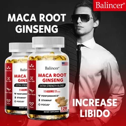 Balincer Organic Maca Root + Ginseng Extract Capsules - Stamina and Mood - Energy Supplement for Men and Women