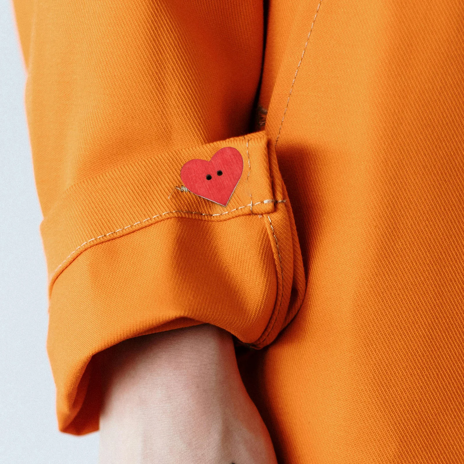 

50 pcs Heart Shaped Wooden Buttons Peach Wood Vintage Supplies Sewing DIY Jeans Clothing Decor Valentines Day Lucky