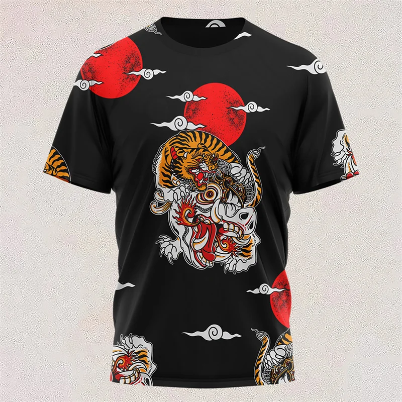 

New T Shirt Full-color Tiger Head Short-sleeved Cool T-shirt Round Neck 3d Printed Casual T-Shirt Oversized Women Clothing