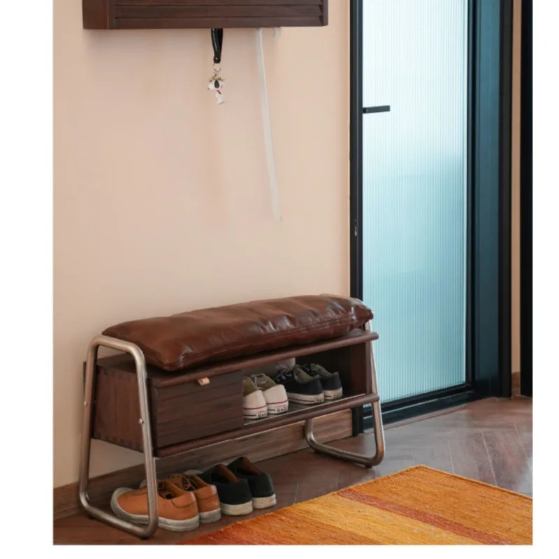 Small apartment corridor shoe stool solid wood home door can sit