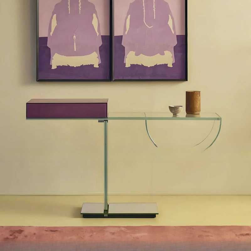 

Glass porch cabinet facing the door, high-end Italian minimalist living room partition rack