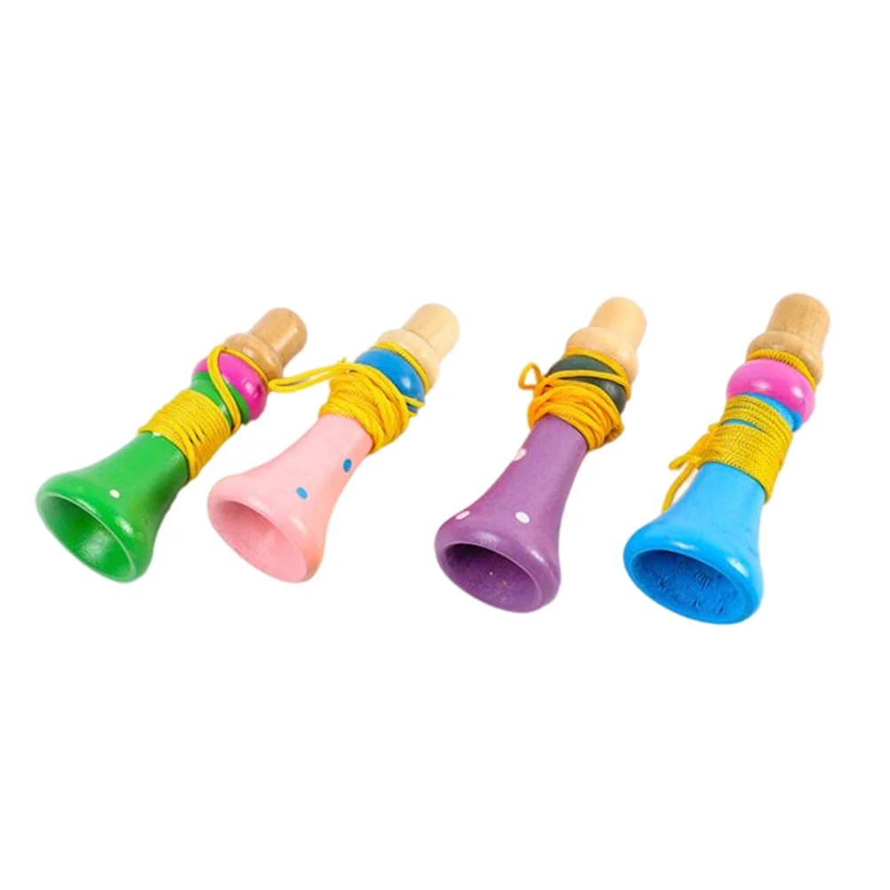 4 Pcs Wooden Trumpet Music Toddler Children Toy Toys Kids Playthings Kids' Musical Models Stage Performance Tool Infant