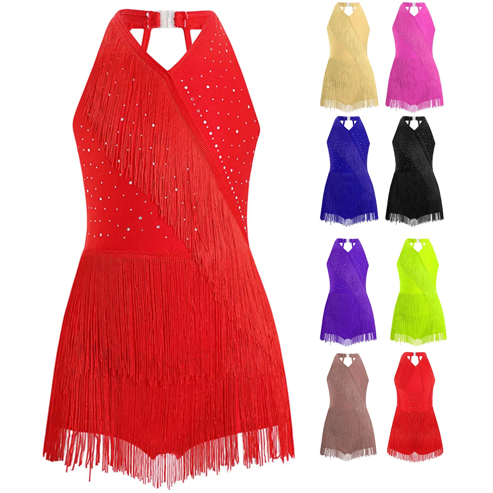 Kid Girls Latin Dance Fringe Dress - usage example