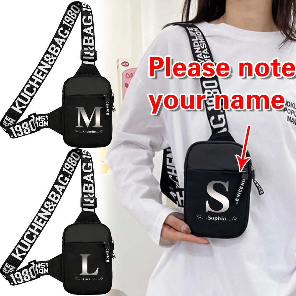 

Персонализированная нагрудная сумка с именем по индивидуальному заказу, повседневные сумки через плечо, большая вместительная дорожная сумка на одно плечо, модная нагрудная сумка