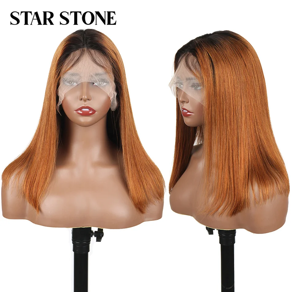 

Ombre 1B/30 Bob Peruvian Bone Straight Highlight 13x4 Lace Frontal Short Bob Wig Remy Hair 4x4 Lace Closure Human Hair Wigs