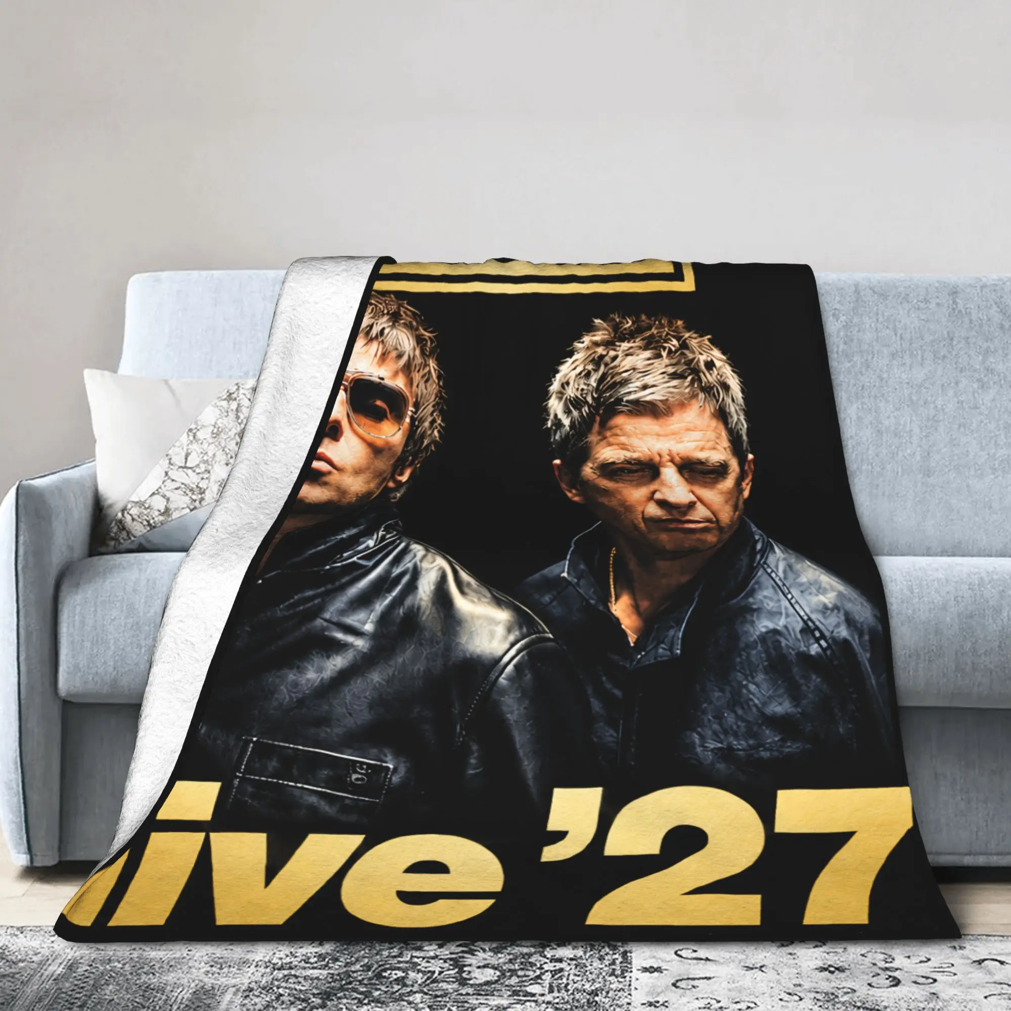 O-Oasis 2027 Tour British Rock Band Blanket Cover  Wool Throw Blanket Home Couch Decoration Ultra-Soft Warm Bedspread