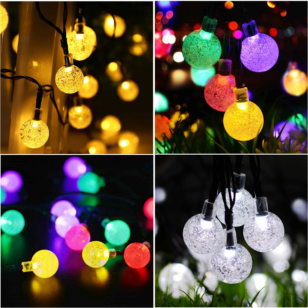 Solar Lamp Led String Fairy Light Multicolor Outdoor Ball Chain Bruiloft Decoratie Slinger Party Kerstverlichting