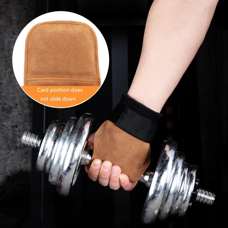 Double Layers Bench Press Weight Lifting Wrist Hooks Straps Deadlift Gloves Grip Pads For Fitness Gym Training Dumbbell Pull-Up view 3