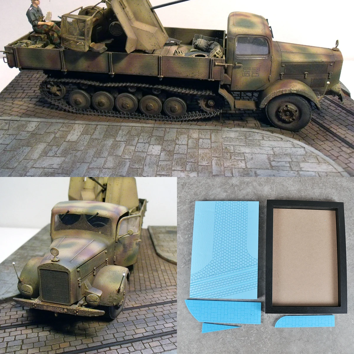 

Assembly Architectural Building model diorama Scale model kit Wood Display Base tank Vehicles armored car display stand 1/35