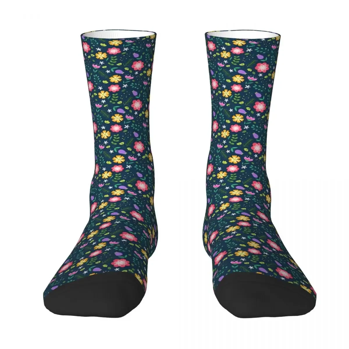 Ditsy Floral Print Socks Autumn Colorful Flower Stockings Elegant Ladies Warm Soft  Graphic Outdoor Non Slip 