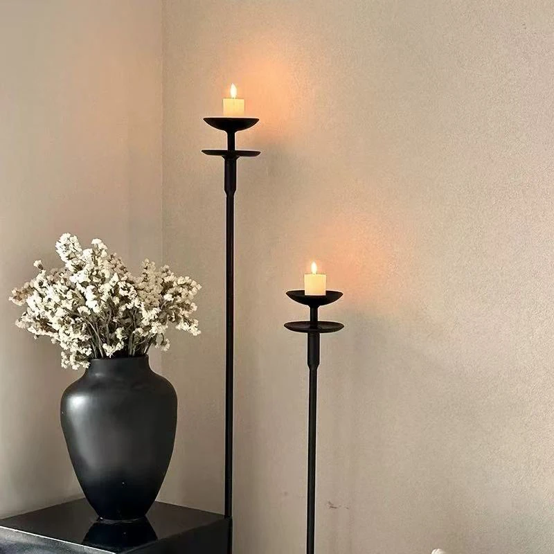 Medieval Retro Candlestick Led Floor Lamp Iron Living Room Bedroom Ambiance Decorative Lamps Lighting Home Luster Light Fixtures