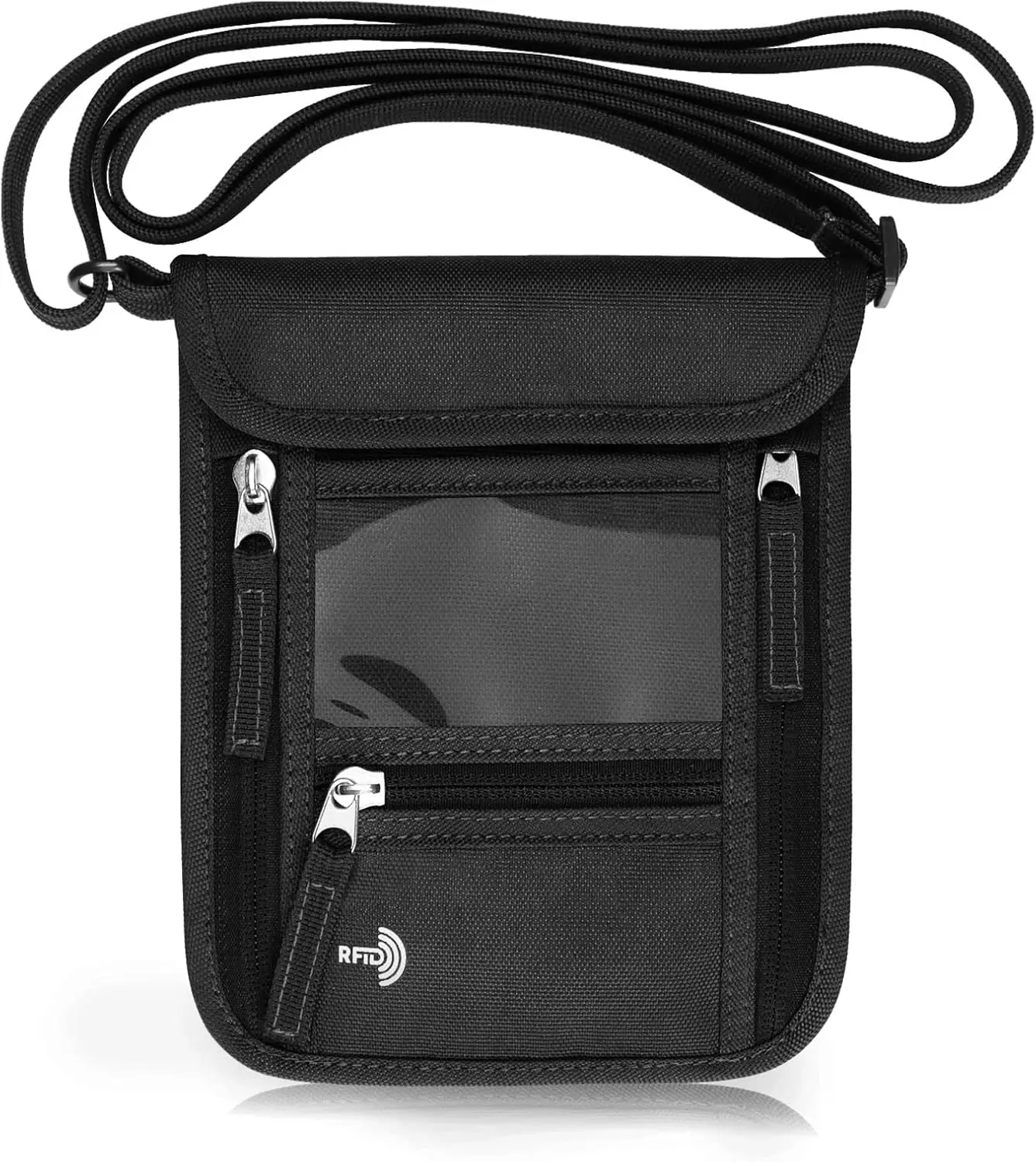 

Дорожный кошелек с защитой от RFID и шейным ремешком для надежного хранения паспорта, тонкий дизайн для мужчин и женщин