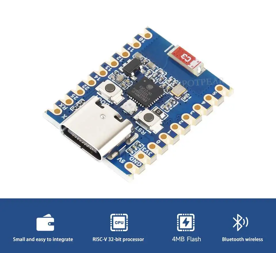 Picture 7: ESP32 H2 Zero MINI Development Board ESP32 H2FH4S chip 4MB Flash 96MHz processor USB Type-C port For BLE/Zigbee/Thread