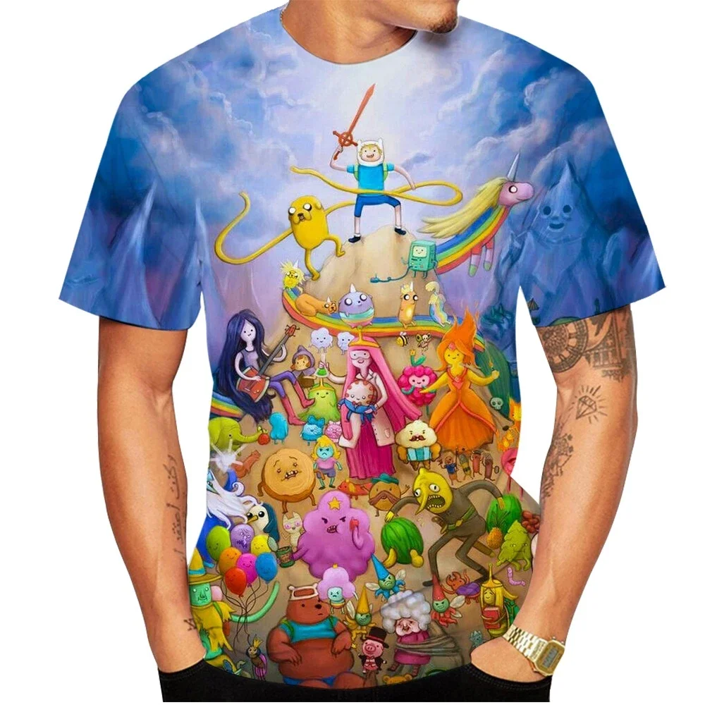 Summer popular style men's and women's fashion T-shirts 3D anime adventure time digital printing short sleeves