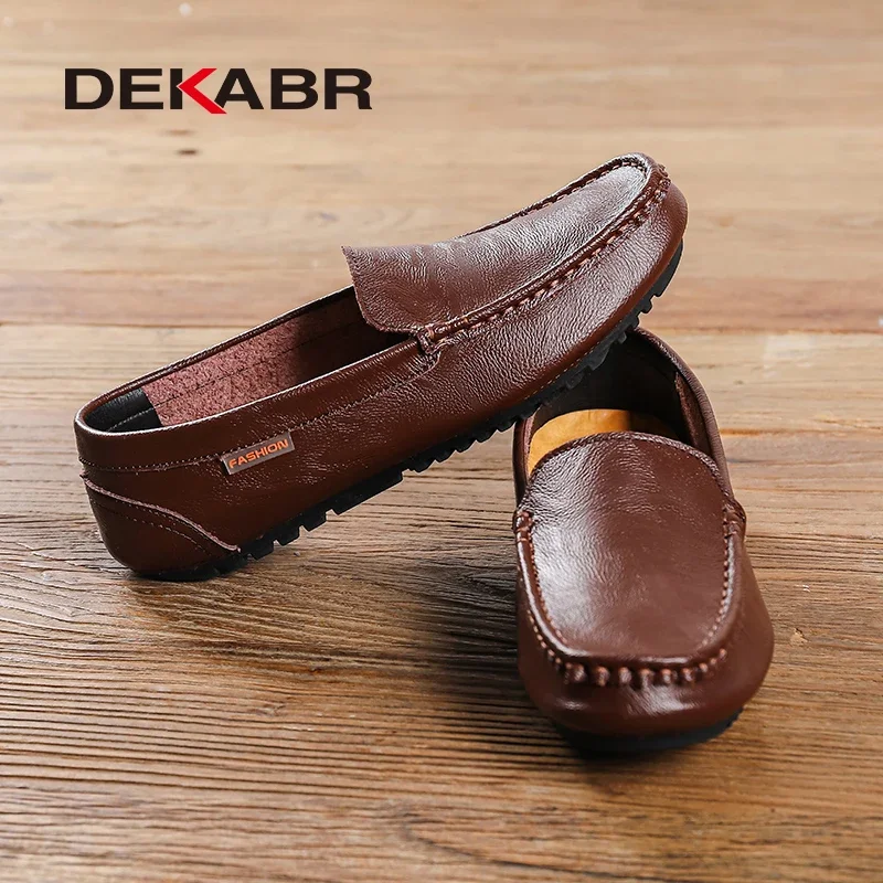 DEKABR Brand New Men Loafers Genuine Leather Flats Driving Casual Shoes Classic Comfortable Daily Working Fashion Men Shoes