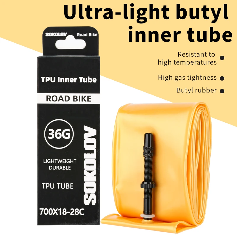 SOKOLOV 700C Bike Ultralight TPU Inner Tube 700X18 23 25 28c Road Bicycle TPU Material Tire French Metal Presta Valve 45 65 85mm view 4