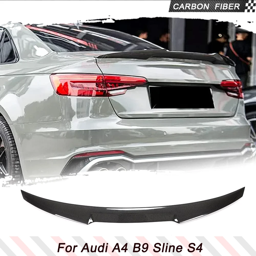 Carbon Fiber Car Rear Trunk Racing Spoiler Boot Lip Wing for Audi A4 B9 Sline S4 Sedan 2017-2020 Rear Trunk Spoiler Boot Wing