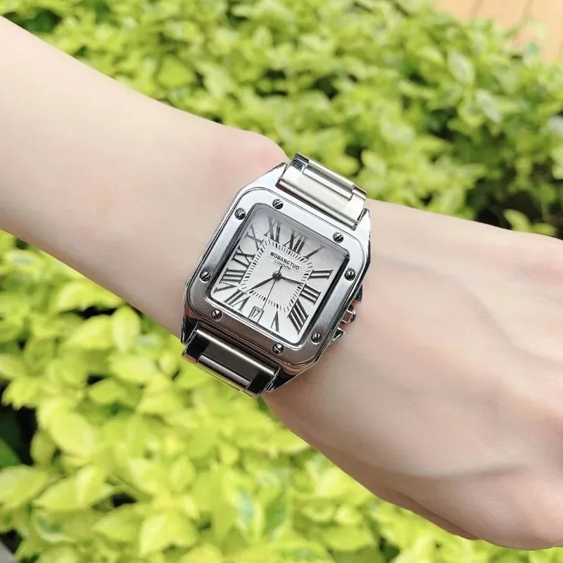 Women Quartz Watch Square Rectangle Reloj with Roman Numerals Numbers Classic Luxury Clock Ladies Vintage Wristwatch