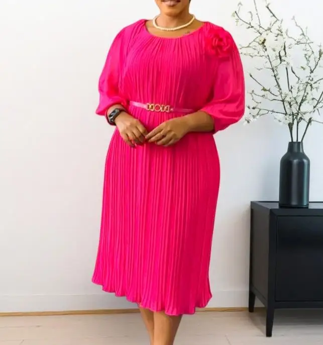 

2026 Elegant New Short Sleeved Square Neck Women's Solid Color High Waisted Ruffled Edge Pencil Skirt Dress Wrapped Buttocks