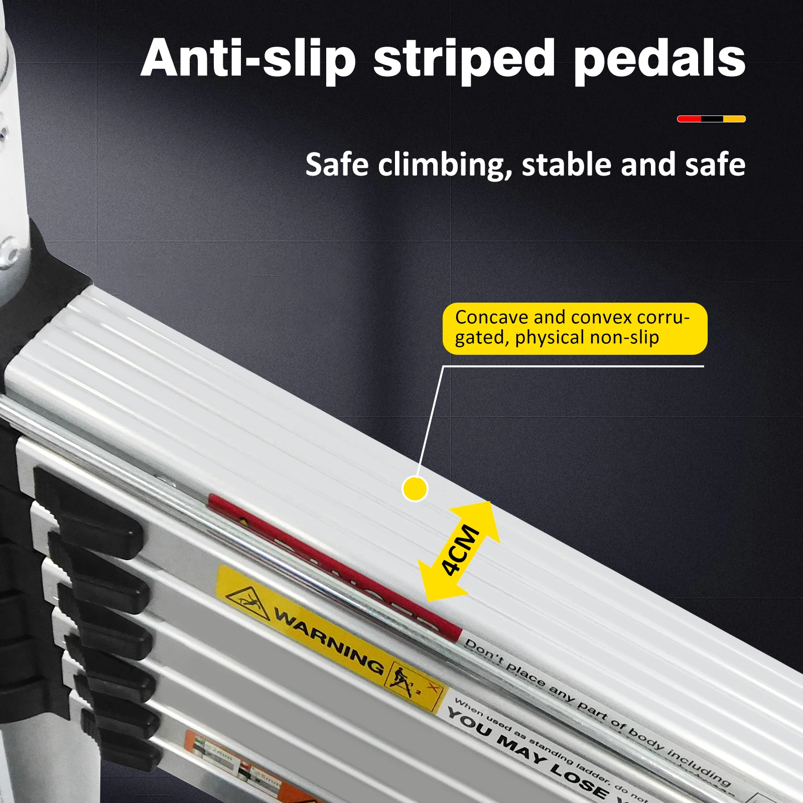 3.8M/5M Aluminium  Telescopic Ladder ,Heavy Duty Multi-Purpose A-Frame Sturdy Folding Ladder ,No-slip,150kg Load Capacity