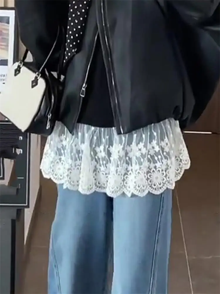 

Потрясающая корейская кружевная юбка F, женская модная многослойная юбка Sensation, маленькая юбка трапециевидной формы с высокой талией