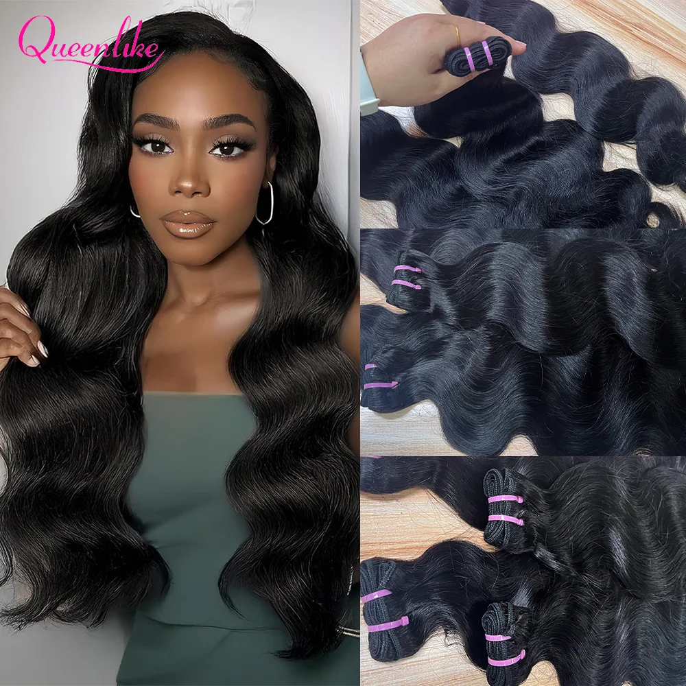 

Queenlike 15A Super Double Drawn Vietnamese Raw Human Hair Bundles 24 24 24 Body Wave Bundles Human Hair Virgin Hair Extension