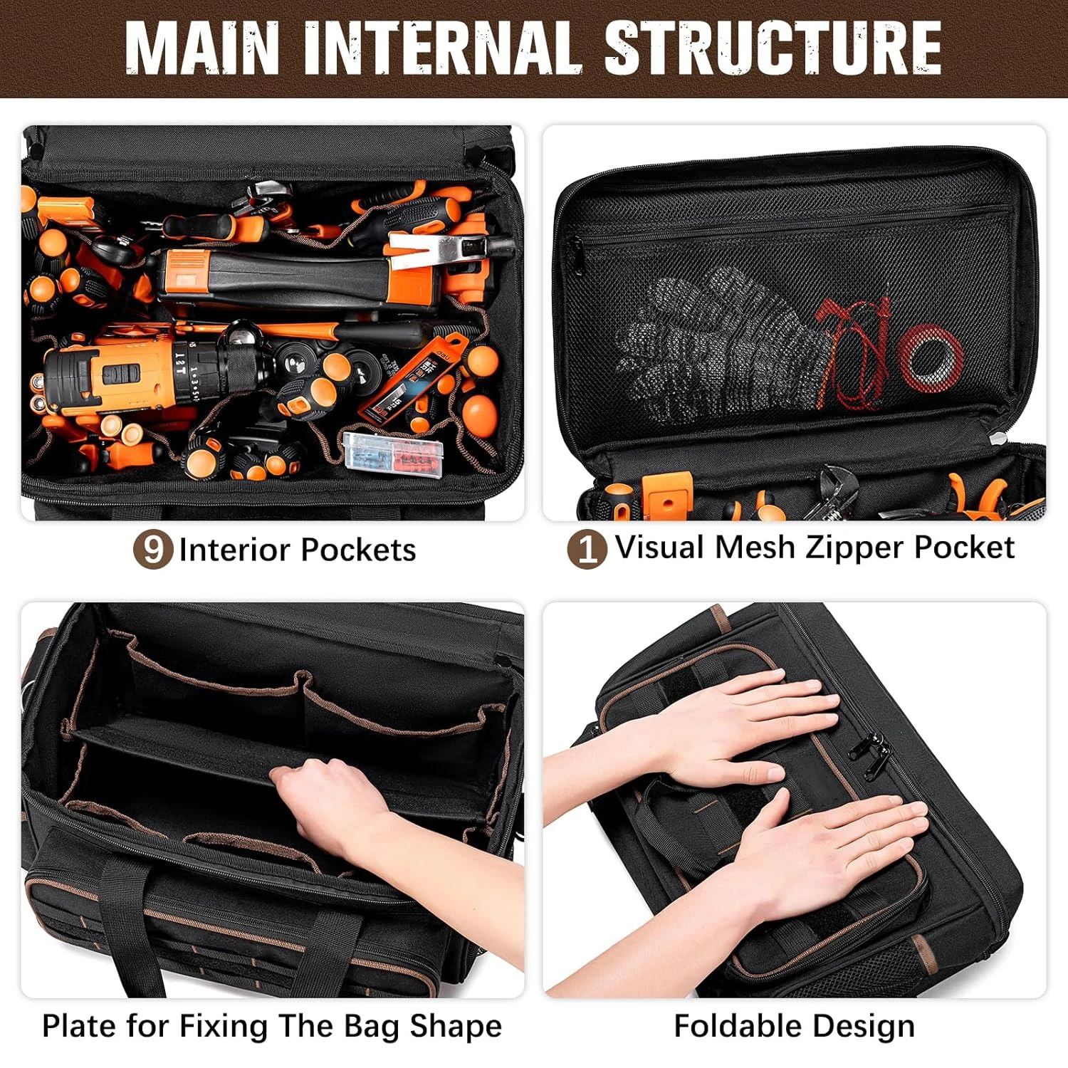 DGEV Tool Tote, Tool Bag Organizer, Electrician Tool Bag, Tool Bag, Tool Caddy, Tool Bags for Electricians