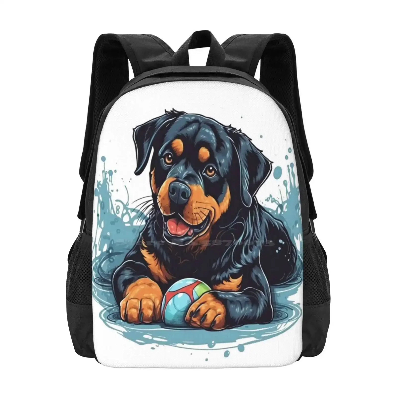 

Loyally Artworked Paw-Some Rottweiler Apparel & Hot Sale Schoolbag Backpack Fashion Bags Rottweiler Canine Breed Dog Puppy Paw