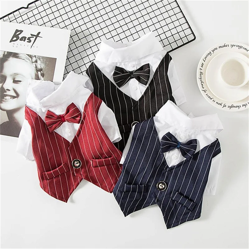 Costume Clothes Dog Tuxedo Suit Costume Pet Cat Dog Wedding Birthday Party Formal Shirt with Bow Tie for Puppy Small Medium Dog