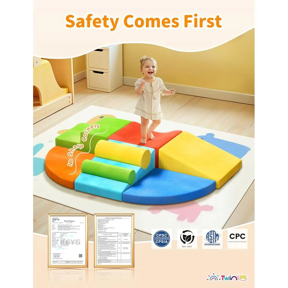 Jumbo 8-częściowy zestaw miękkich piankowych klocków do wspinaczki dla maluchów, poprawia umiejętności motoryczne i rozpoznawanie kolorów, bezpieczny zestaw do zabawy w pomieszczeniach
