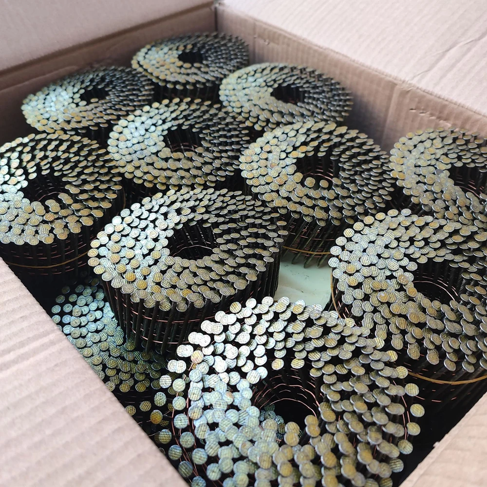 

4500pcs/box 15 Degrees Threaded Coil Nails 2.9x70mm Pneumatic Pallet Nail Gun Nail wire welded Coil nails Crate Tacks