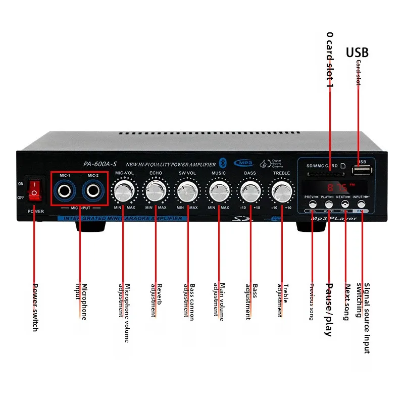 Горячий PA-600A-S автомобильный домашний усилитель мощности домашний мощный профессиональный Hi-Fi Bluetooth усилитель