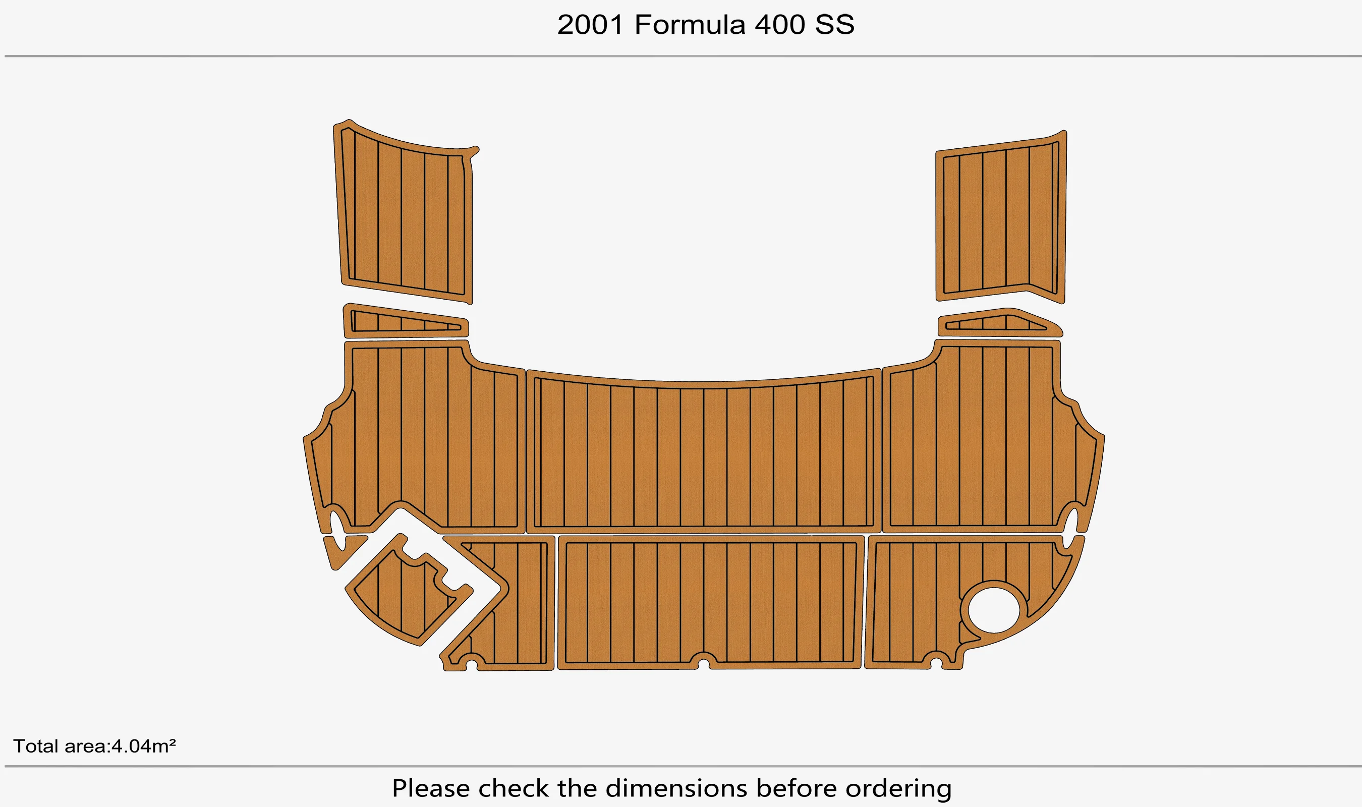 Marine Faux Teak EVA Non-Slip Mat - 2001 Formula 400 SS Self-Adhesive 1/4