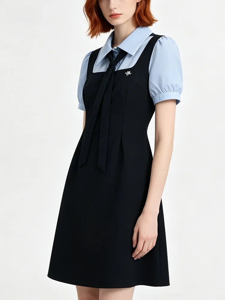 

Summer New Style College Wind Bubble Sleeve Dress Women's plus Size Dress Cara CLUB Short Sleeve A-Line Skirt Casual Wear