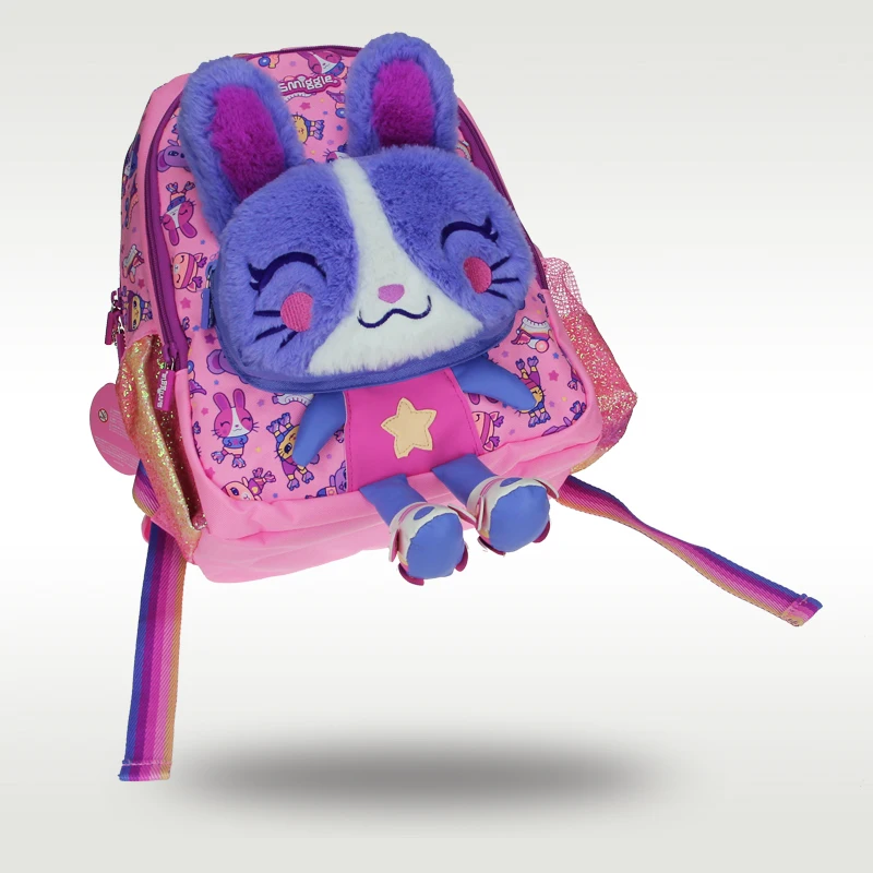Australië Smiggle Originele Hot-Selling Kinderen Schooltas Hoge Kwaliteit Leuke Paars Konijn Pluche Meisje Zak 3-6 jaar Oude 14 Inch