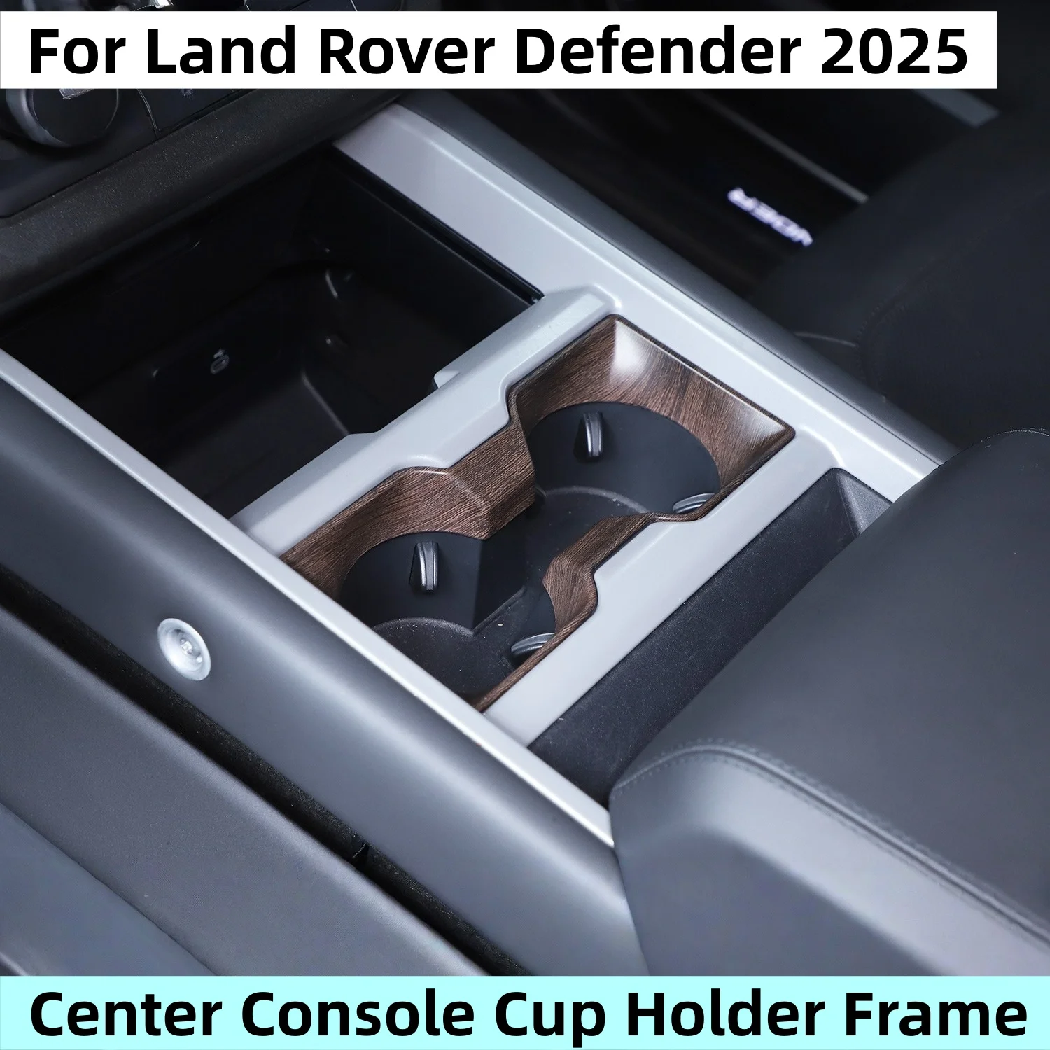 

For Land Rover Defender 90 110 130 2025 ABS carbon fiber Central Control Water Cup Decorative Frame Cover Interior Accessories