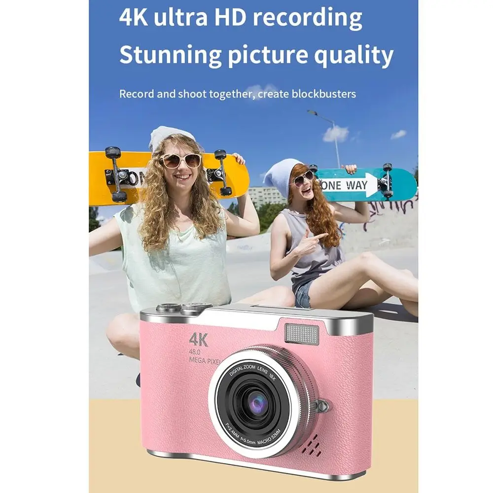 High-Definition HD Digitale Camera 4K 48MP Flip Screen Video Camcorder CCD Lange Batterijduur Led Flitslicht