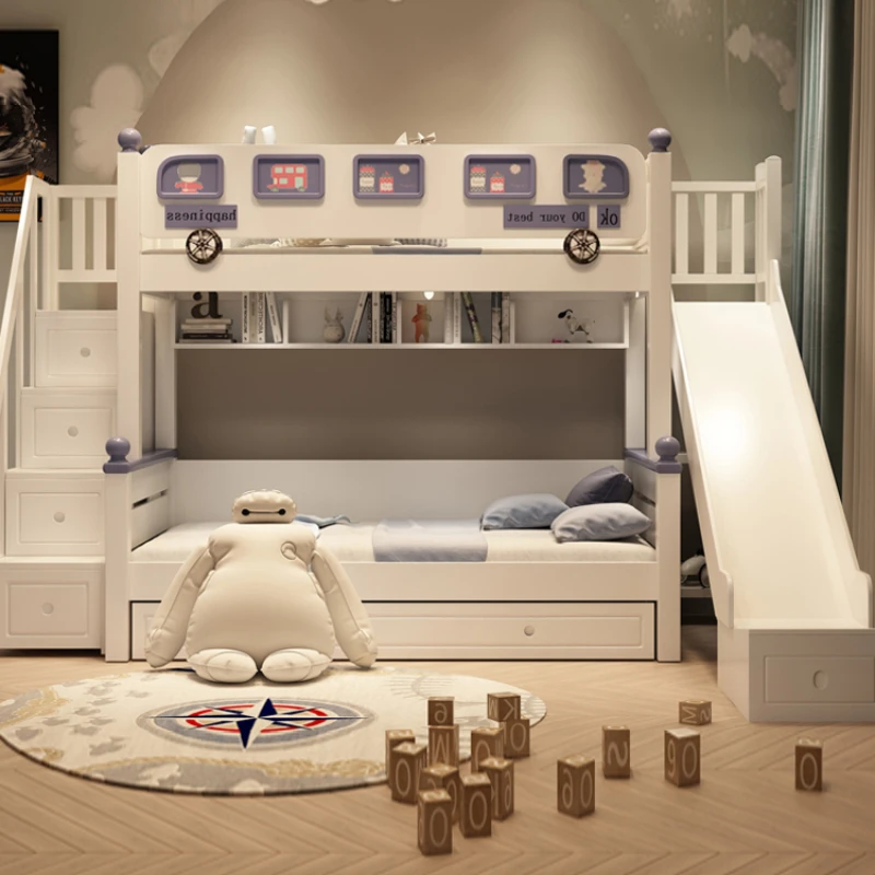 Children bunk beds, bunk beds, high and low beds, boys, mothers and children, solid wood, space furniture, combined beds