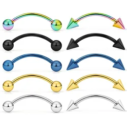 1Pair Eyebrow Piercing Banana Shape Lip Ring Stainless Steel Curved Barbell Stud Helix Navel Cartilage Earring Body Jewelry 16G