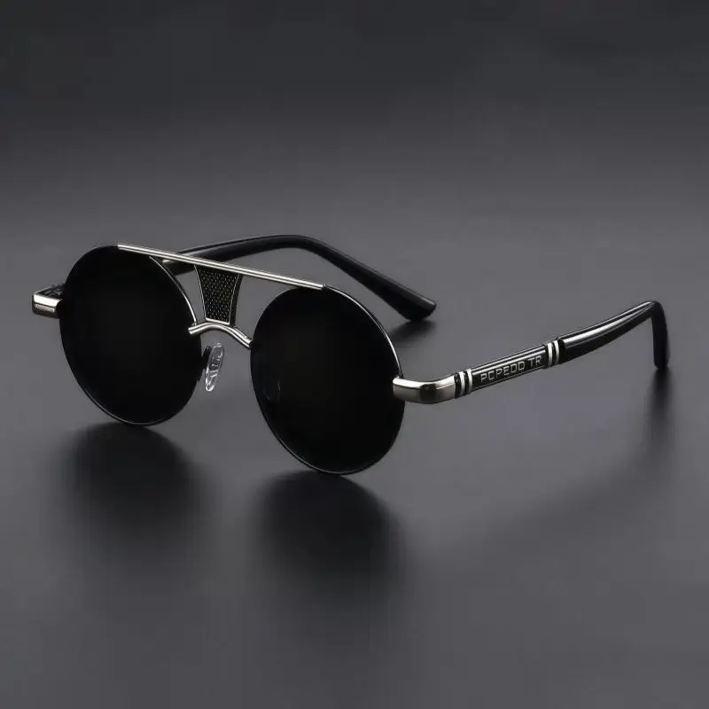 

Men's Double Beam Round Frame Classic HD Fashion Sunglasses Drivers Travel Outdoor Sunscreen and Anti Strong Light Glasses
